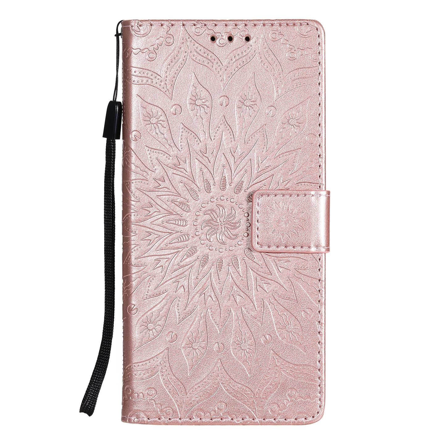 For Samsung Galaxy S20 FE/S20 Fan Edition/S20 FE 5G/S20 Fan Edition 5G/S20 Lite/S20 FE 2022 KT Imprinting Flower Series-1 Imprint Sunflower Pattern PU Leather Phone Cover Shell with Wallet and Stand - Rose Gold
