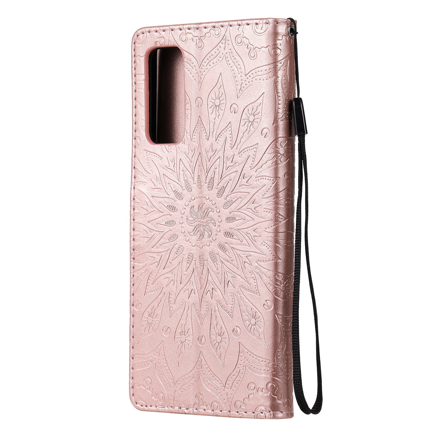 For Samsung Galaxy S20 FE/S20 Fan Edition/S20 FE 5G/S20 Fan Edition 5G/S20 Lite/S20 FE 2022 KT Imprinting Flower Series-1 Imprint Sunflower Pattern PU Leather Phone Cover Shell with Wallet and Stand - Rose Gold