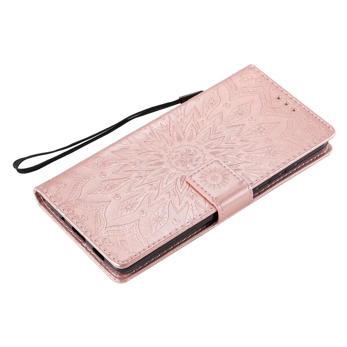 For Samsung Galaxy S20 FE/S20 Fan Edition/S20 FE 5G/S20 Fan Edition 5G/S20 Lite/S20 FE 2022 KT Imprinting Flower Series-1 Imprint Sunflower Pattern PU Leather Phone Cover Shell with Wallet and Stand - Rose Gold