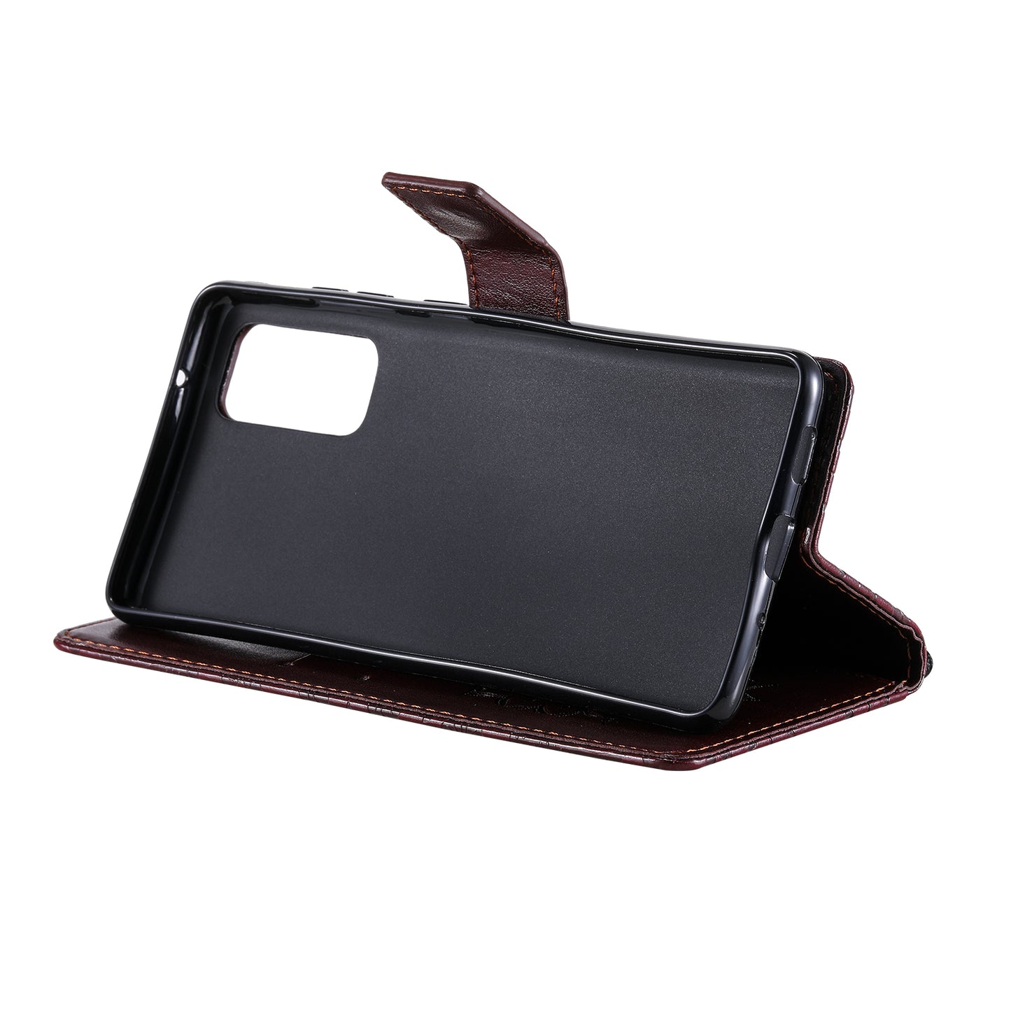 For Samsung Galaxy S20 FE/S20 Fan Edition/S20 FE 5G/S20 Fan Edition 5G/S20 Lite/S20 FE 2022 KT Imprinting Flower Series-1 Imprint Sunflower Pattern PU Leather Phone Cover Shell with Wallet and Stand - Brown