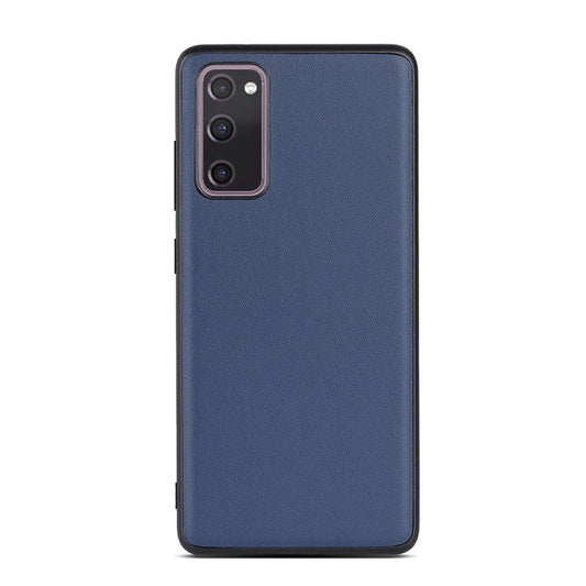 For Samsung Galaxy S20 FE/S20 Fan Edition/S20 FE 5G/S20 Fan Edition 5G/S20 Lite/S20 FE 2022 Genuine Leather Coated TPU + PC Shell - Blue
