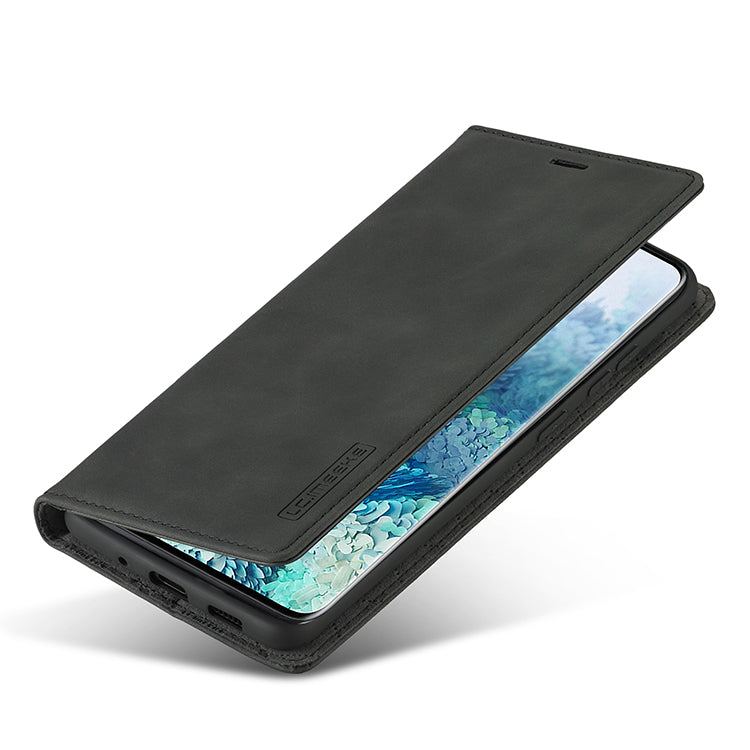 LC.IMEEKE Auto-Absorbed Leather Wallet Stand Phone Protective Shell with Wallet Stand for Samsung Galaxy S20 Plus/S20 Plus 5G - Black