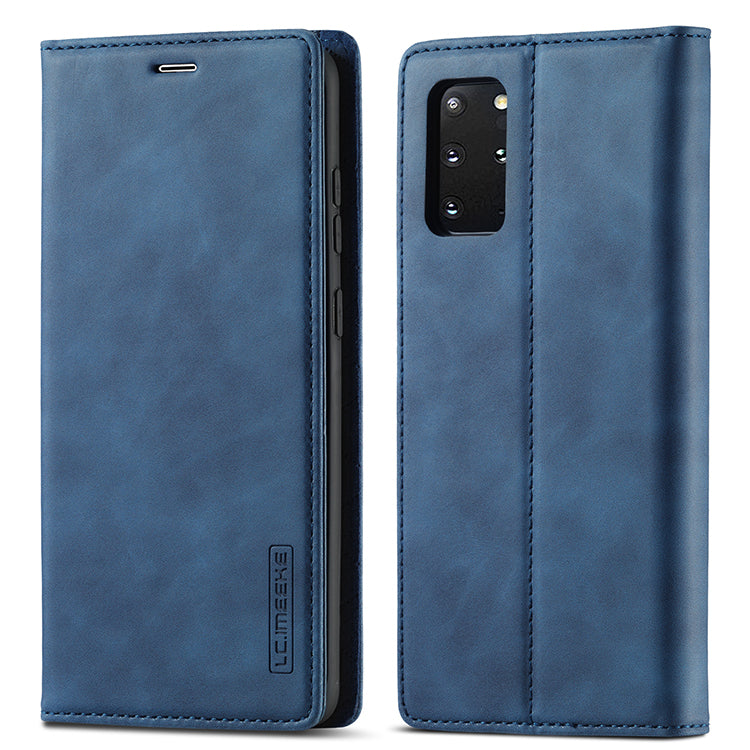 LC.IMEEKE Auto-Absorbed Leather Wallet Stand Phone Protective Shell with Wallet Stand for Samsung Galaxy S20 Plus/S20 Plus 5G - Blue