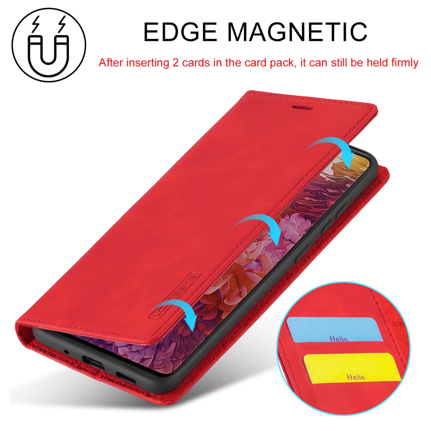 LC.IMEEKE for Samsung Galaxy S20 FE/S20 Fan Edition/S20 FE 5G/S20 Fan Edition 5G/S20 Lite/S20 FE 2022 TPU + PU Leather Auto-Absorbed Magnetic Phone Protective Shell - Red