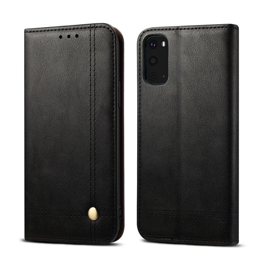 Leisure Style TPU + Crazy Horse Texture PU Leather Phone Cover Case for Samsung Galaxy S20 FE/S20 Fan Edition/S20 FE 5G/S20 Fan Edition 5G/S20 Lite - Black