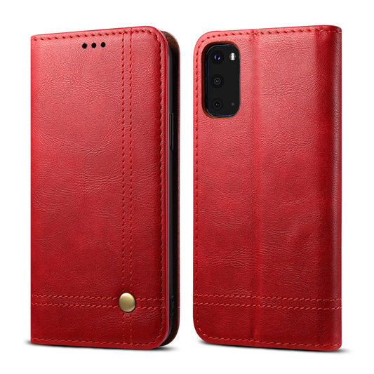 Leisure Style TPU + Crazy Horse Texture PU Leather Phone Cover Case for Samsung Galaxy S20 FE/S20 Fan Edition/S20 FE 5G/S20 Fan Edition 5G/S20 Lite - Red