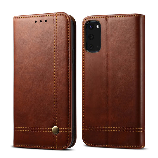 Leisure Style TPU + Crazy Horse Texture PU Leather Phone Cover Case for Samsung Galaxy S20 FE/S20 Fan Edition/S20 FE 5G/S20 Fan Edition 5G/S20 Lite - Brown