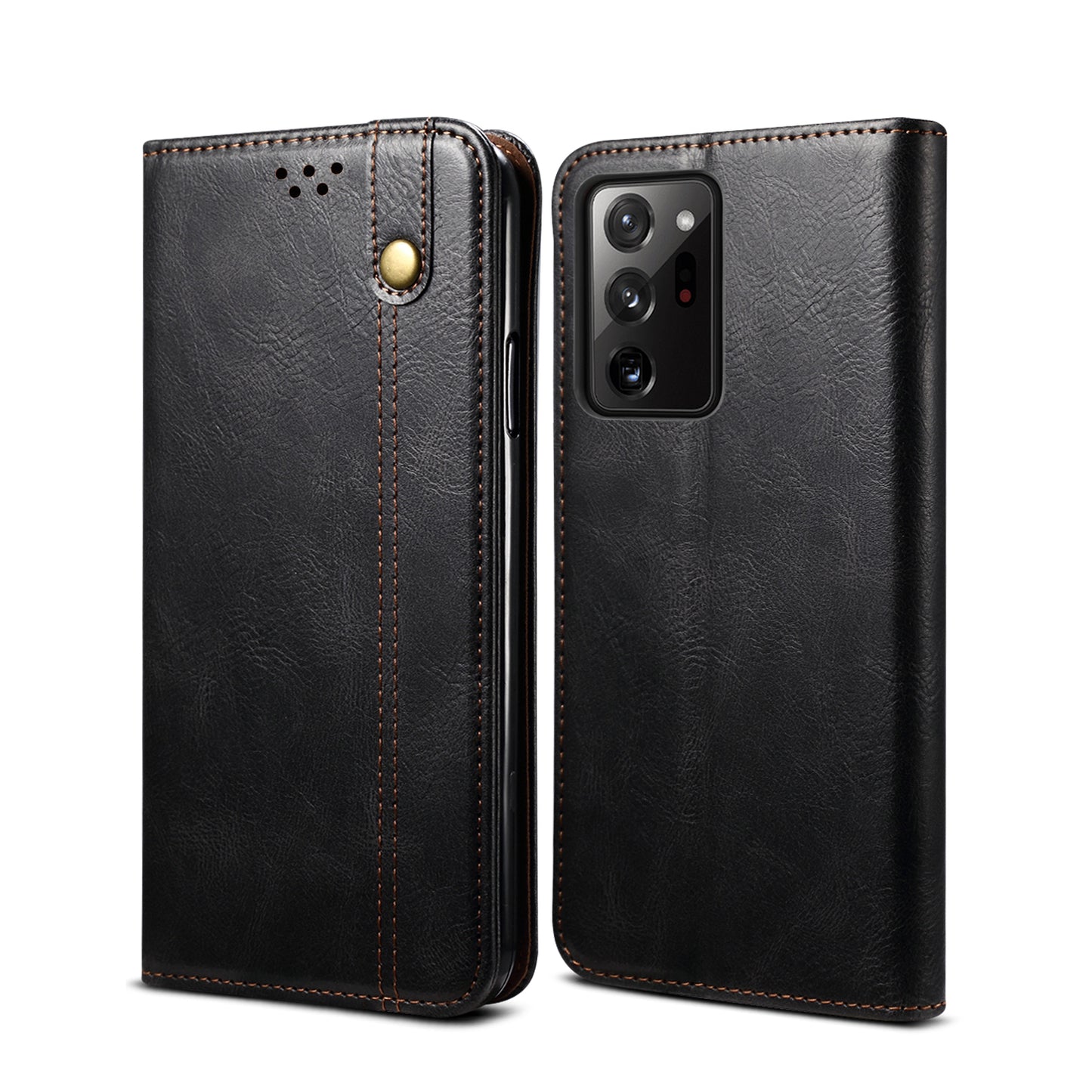 Leisure Style Waxy Crazy Horse Texture Phone Leather Cover Shell for Samsung Galaxy S20 Plus/S20 Plus 5G - Black