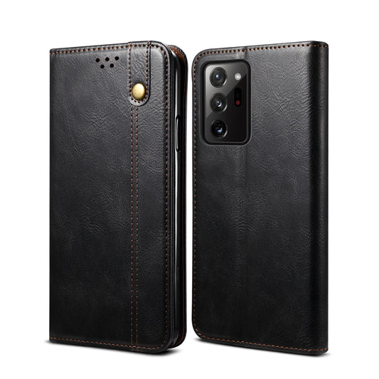 Leisure Style Waxy Crazy Horse Texture Phone Leather Cover Shell for Samsung Galaxy S20 Plus/S20 Plus 5G - Black