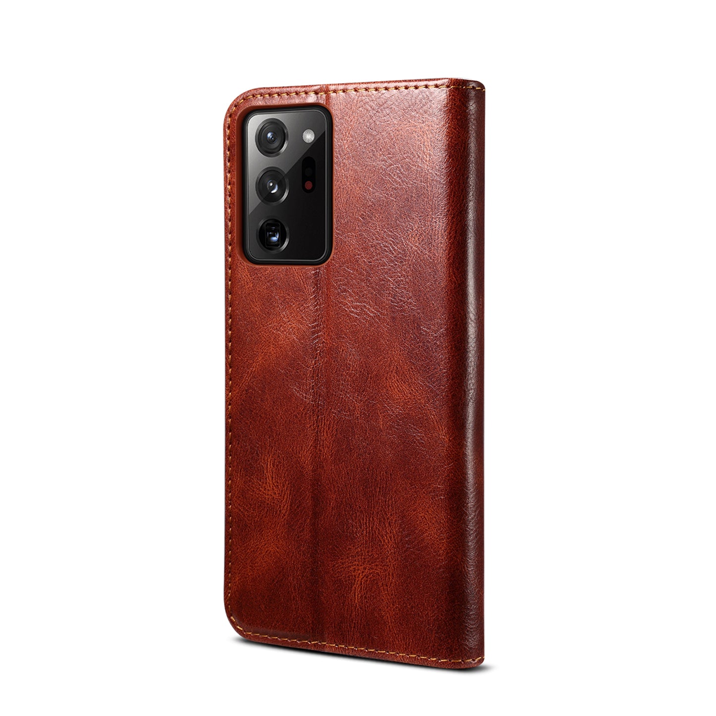 Leisure Style Waxy Crazy Horse Texture Phone Leather Cover Shell for Samsung Galaxy S20 Plus/S20 Plus 5G - Brown
