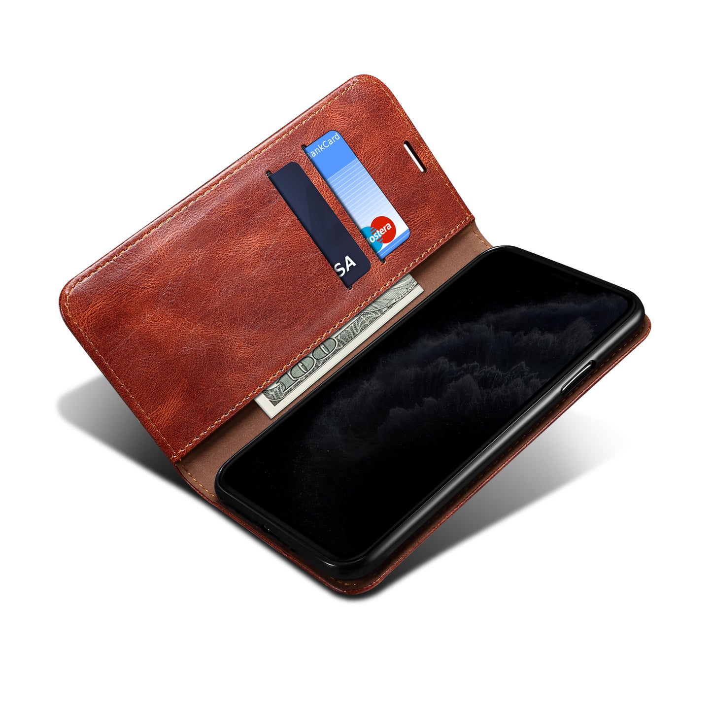 Leisure Style Waxy Crazy Horse Texture Phone Leather Cover Shell for Samsung Galaxy S20 Plus/S20 Plus 5G - Brown