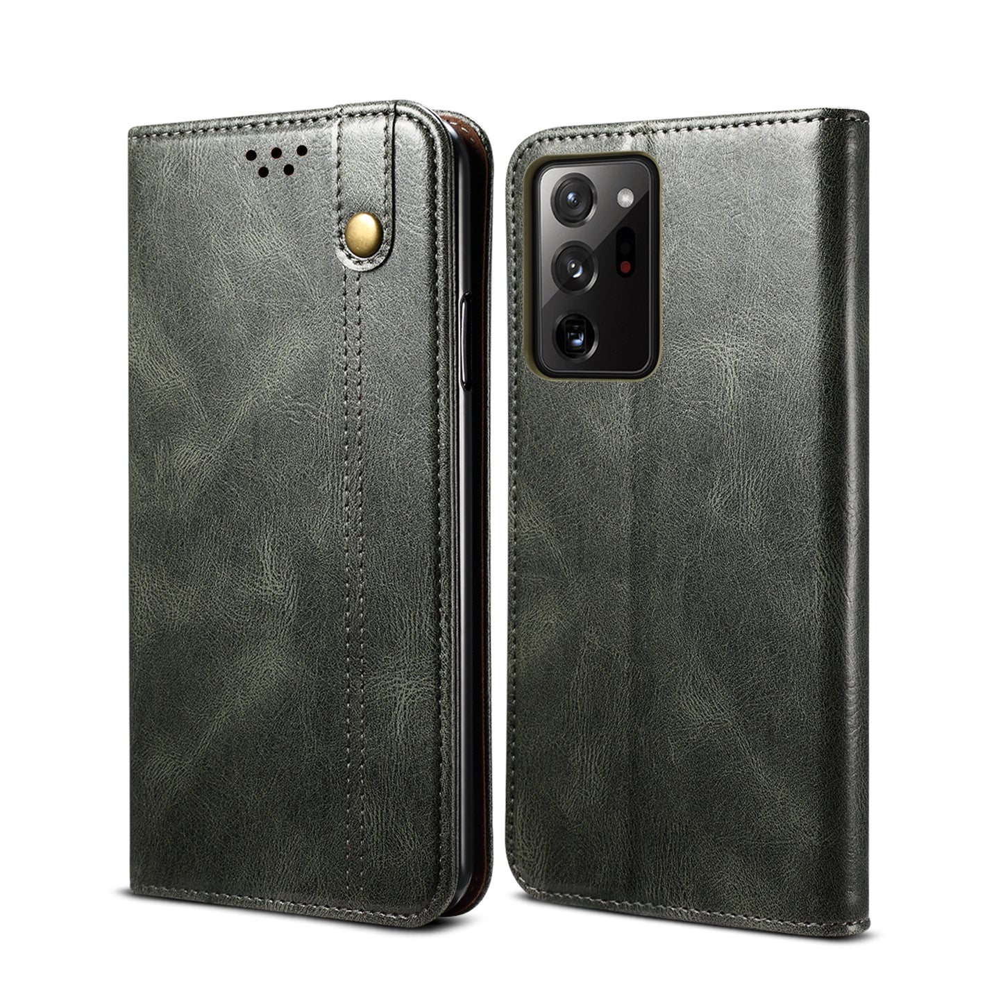 Leisure Style Waxy Crazy Horse Texture Phone Leather Cover Shell for Samsung Galaxy S20 Plus/S20 Plus 5G - Green