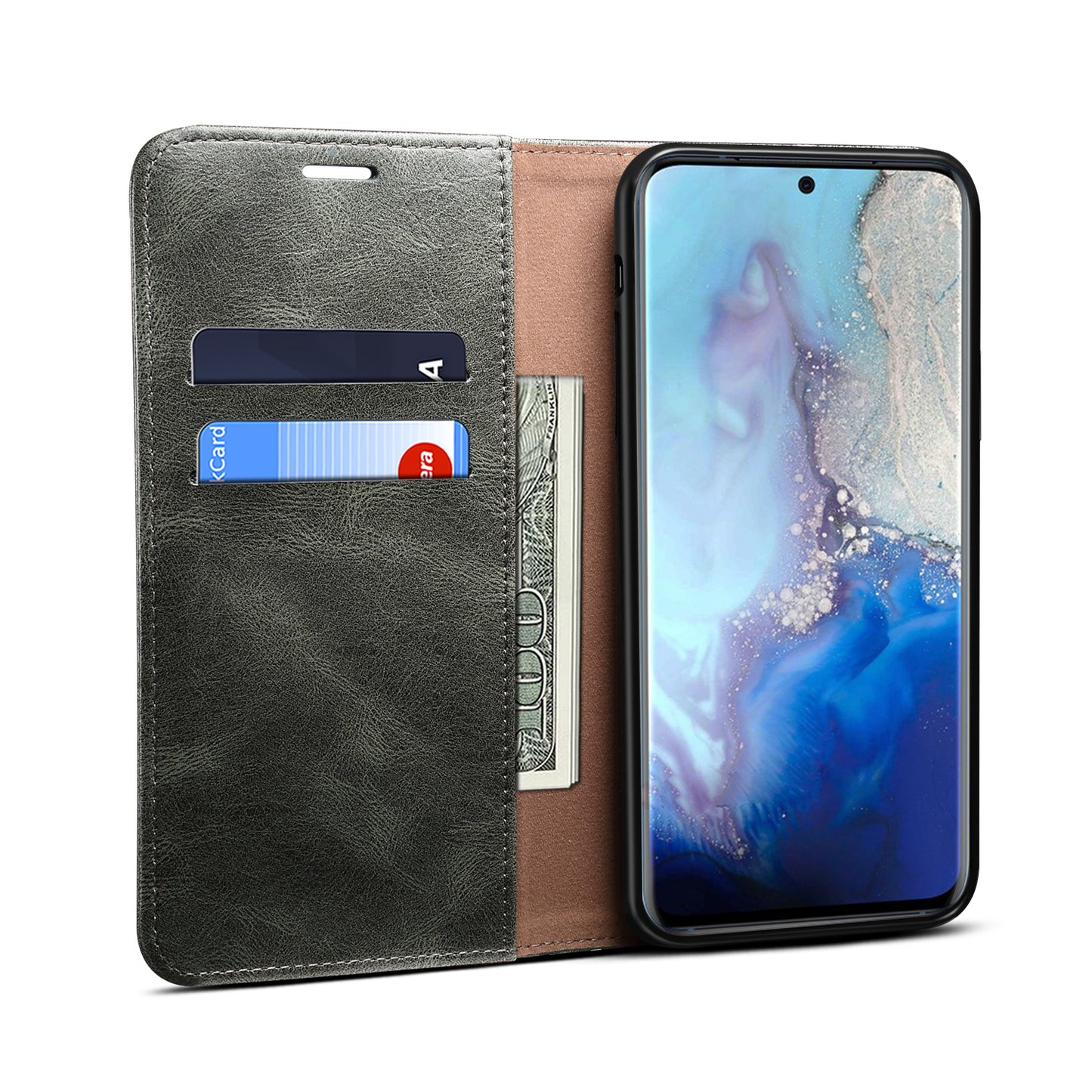 Leisure Style Waxy Crazy Horse Texture Phone Leather Cover Shell for Samsung Galaxy S20 Plus/S20 Plus 5G - Green