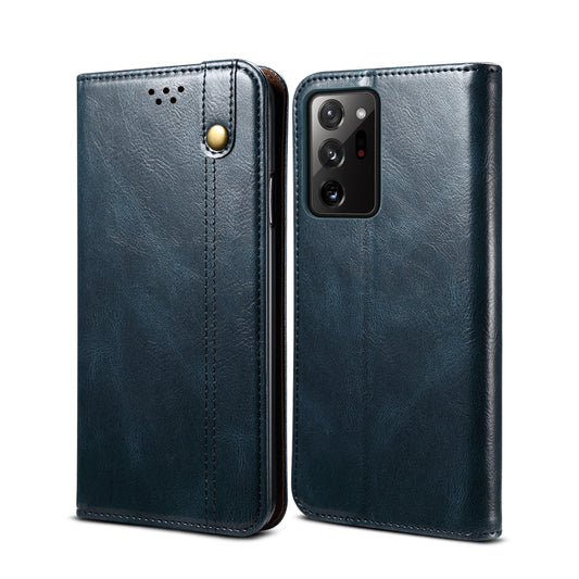 Leisure Style Waxy Crazy Horse Texture Phone Leather Cover Shell for Samsung Galaxy S20 Plus/S20 Plus 5G - Blue