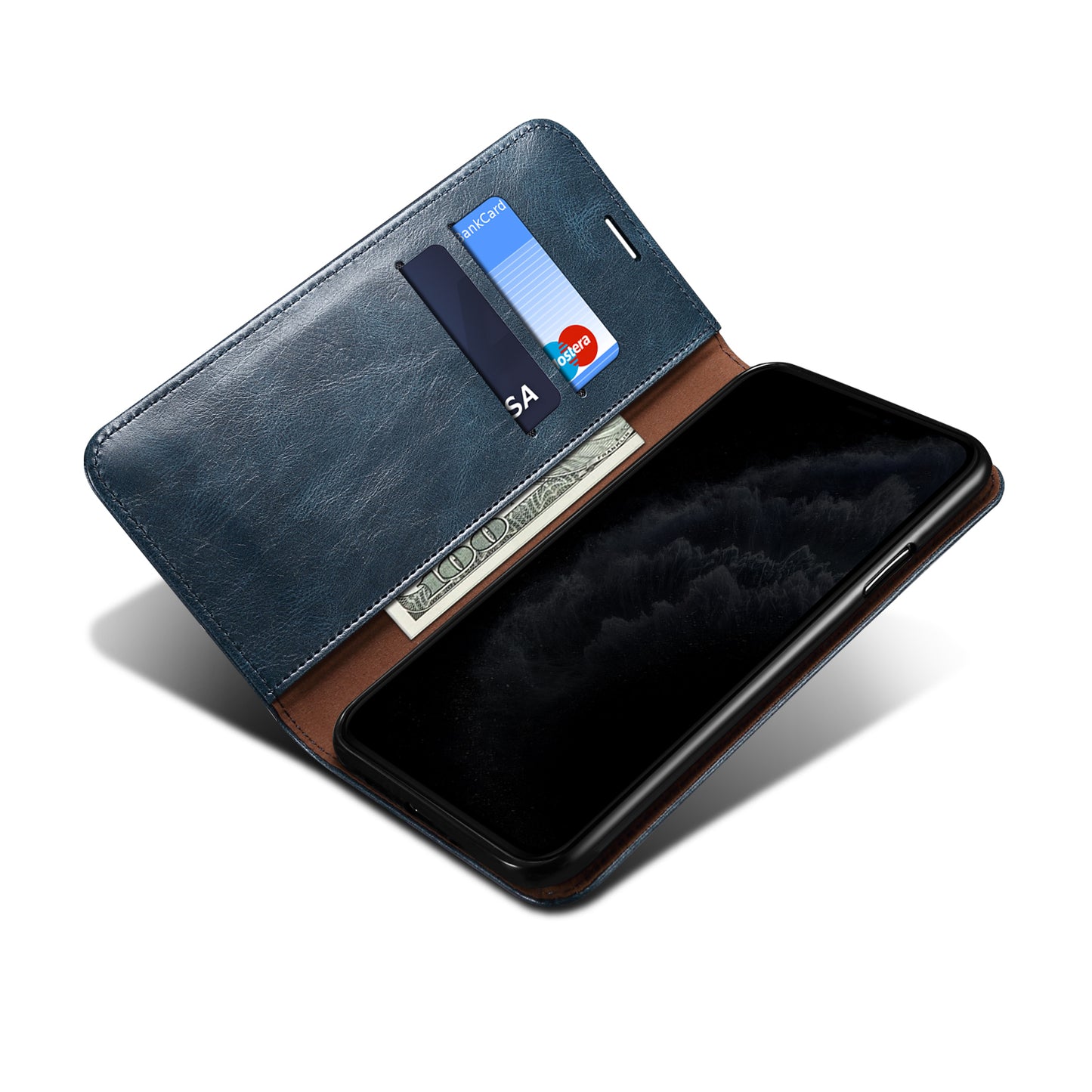 Leisure Style Waxy Crazy Horse Texture Phone Leather Cover Shell for Samsung Galaxy S20 Plus/S20 Plus 5G - Blue