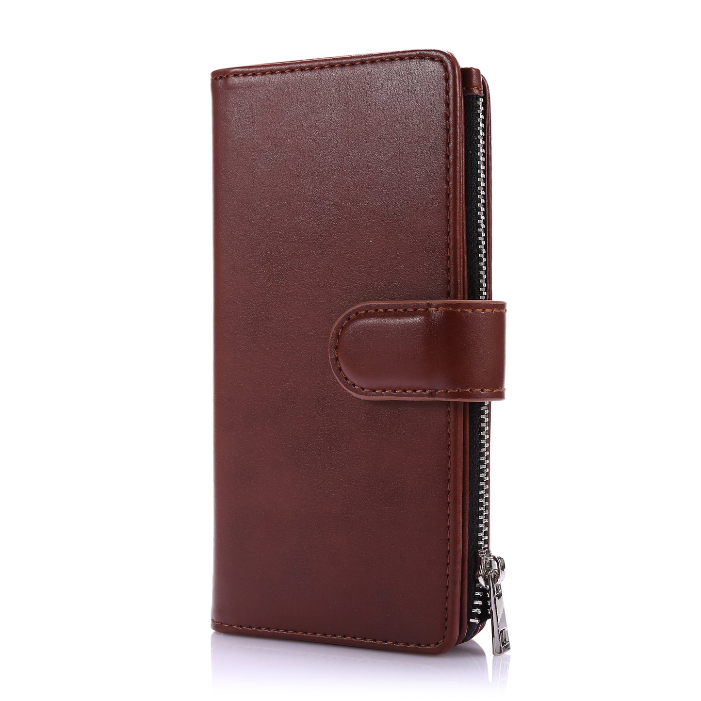 Leather Coated TPU Wallet Phone Stand Case with 9 Card Slots Kickstand Shell for amsung Galaxy S20 FE 4G/5G/2022/S20 Lite - Brown