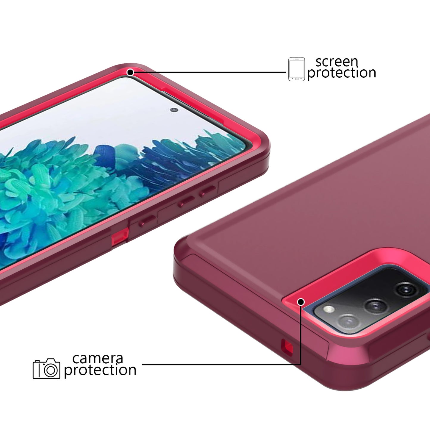 Belt Clip PC TPU Hybrid Case for Samsung Galaxy S20 FE/S20 Fan Edition/S20 FE 5G/S20 Fan Edition 5G - Wine Red/Rose