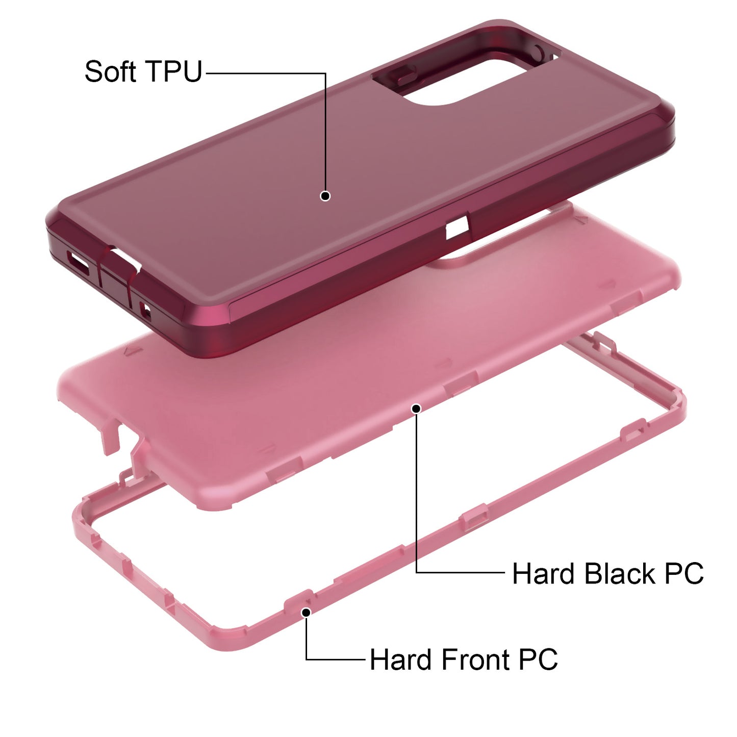 Belt Clip PC TPU Hybrid Case for Samsung Galaxy S20 FE/S20 Fan Edition/S20 FE 5G/S20 Fan Edition 5G - Wine Red/Pink