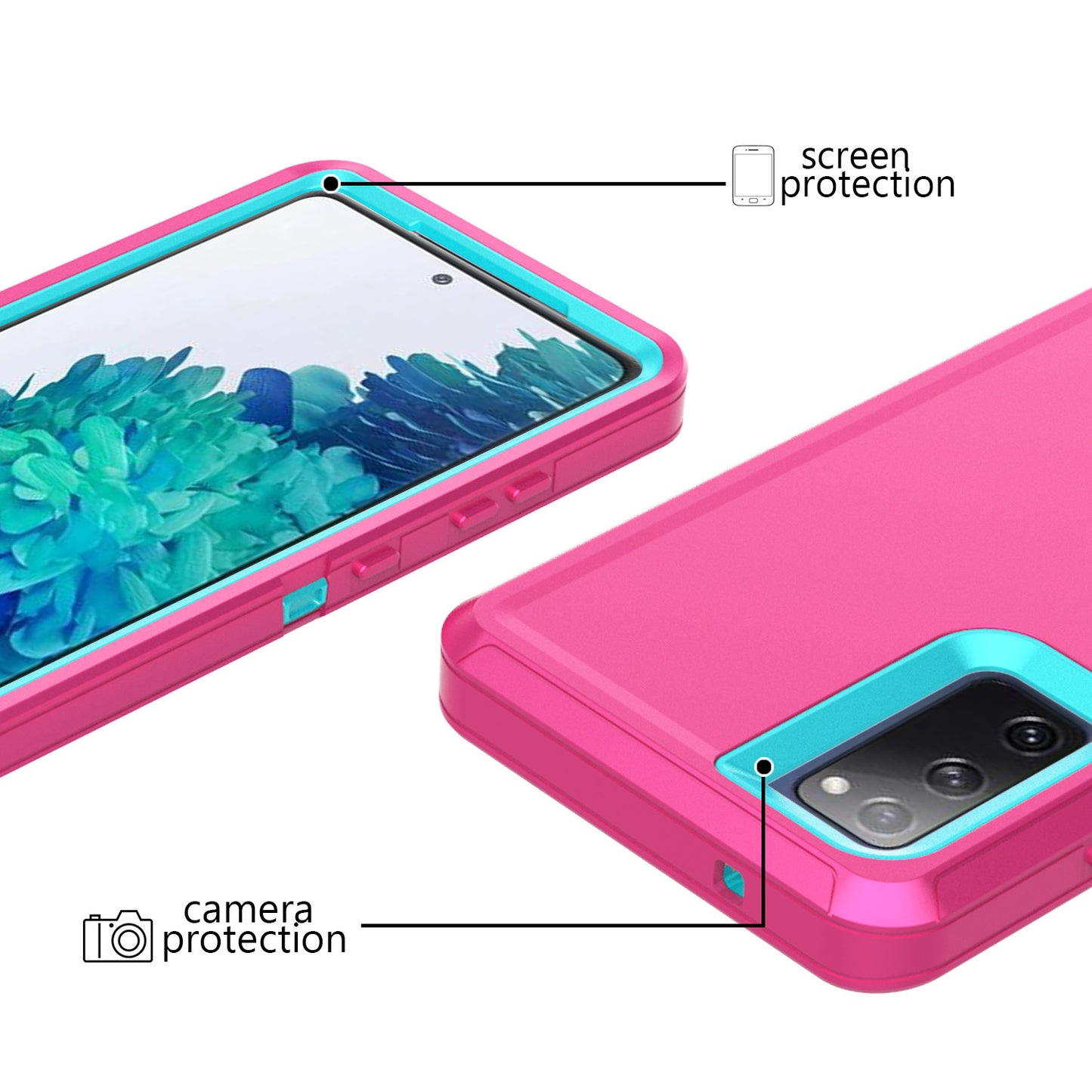 Belt Clip PC TPU Hybrid Case for Samsung Galaxy S20 FE/S20 Fan Edition/S20 FE 5G/S20 Fan Edition 5G - Pink/Sky Blue