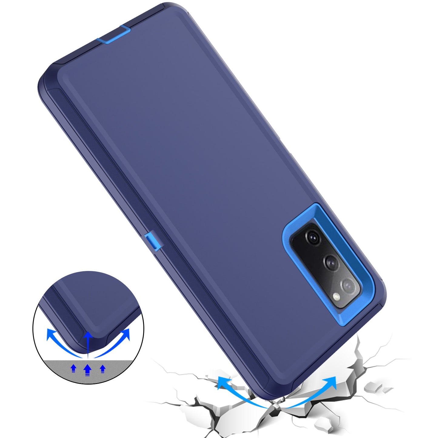 Belt Clip PC TPU Hybrid Case for Samsung Galaxy S20 FE/S20 Fan Edition/S20 FE 5G/S20 Fan Edition 5G - Dark Blue/Baby Blue
