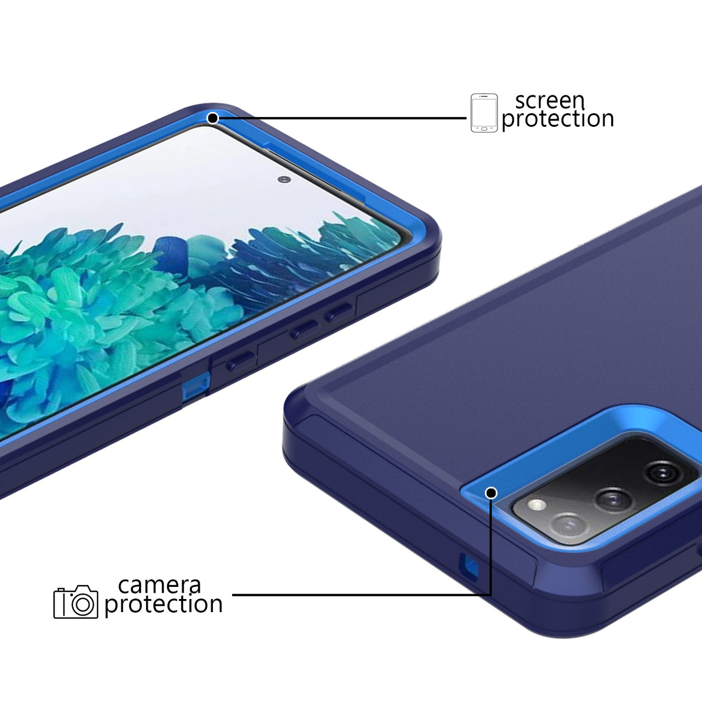 Belt Clip PC TPU Hybrid Case for Samsung Galaxy S20 FE/S20 Fan Edition/S20 FE 5G/S20 Fan Edition 5G - Dark Blue/Baby Blue