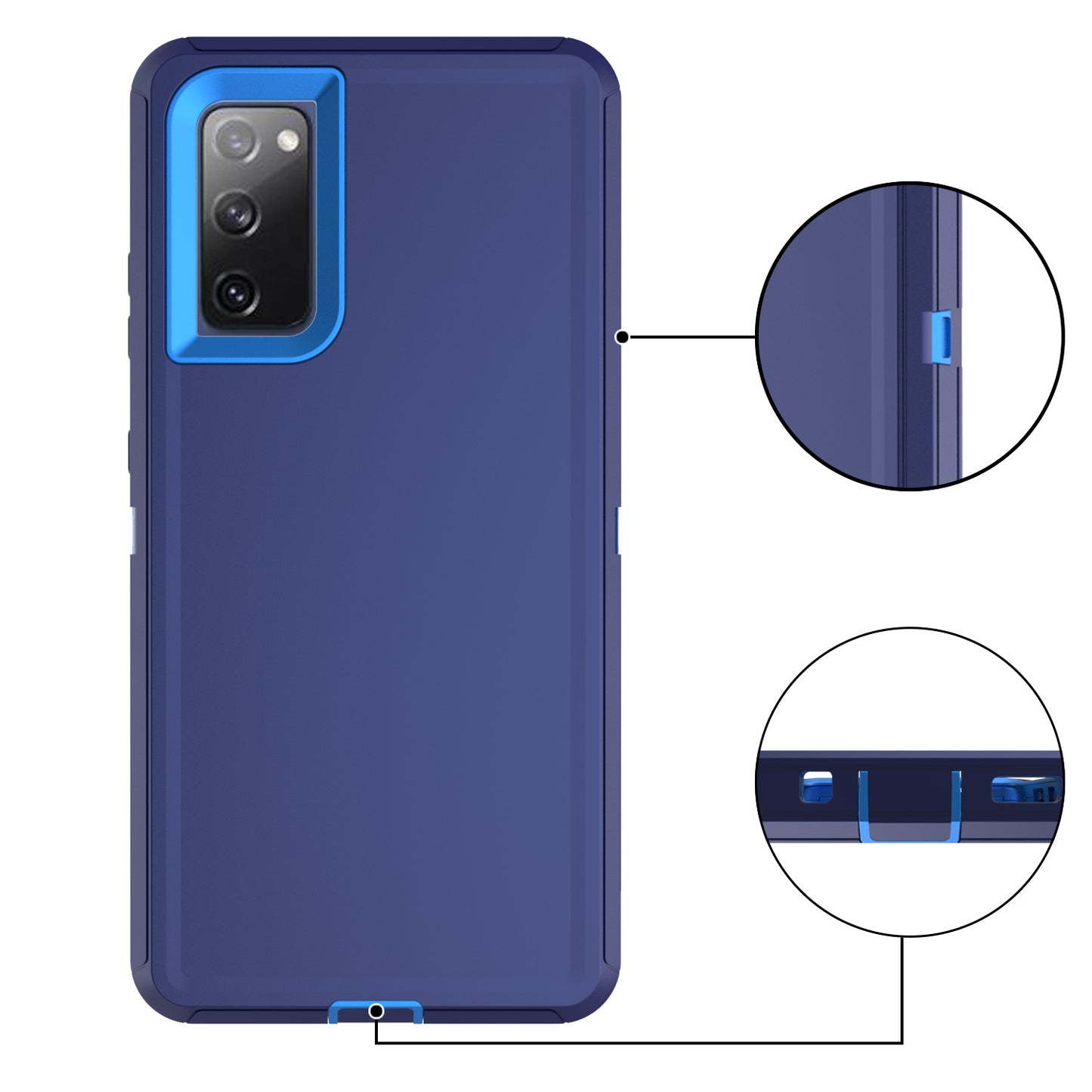 Belt Clip PC TPU Hybrid Case for Samsung Galaxy S20 FE/S20 Fan Edition/S20 FE 5G/S20 Fan Edition 5G - Dark Blue/Baby Blue