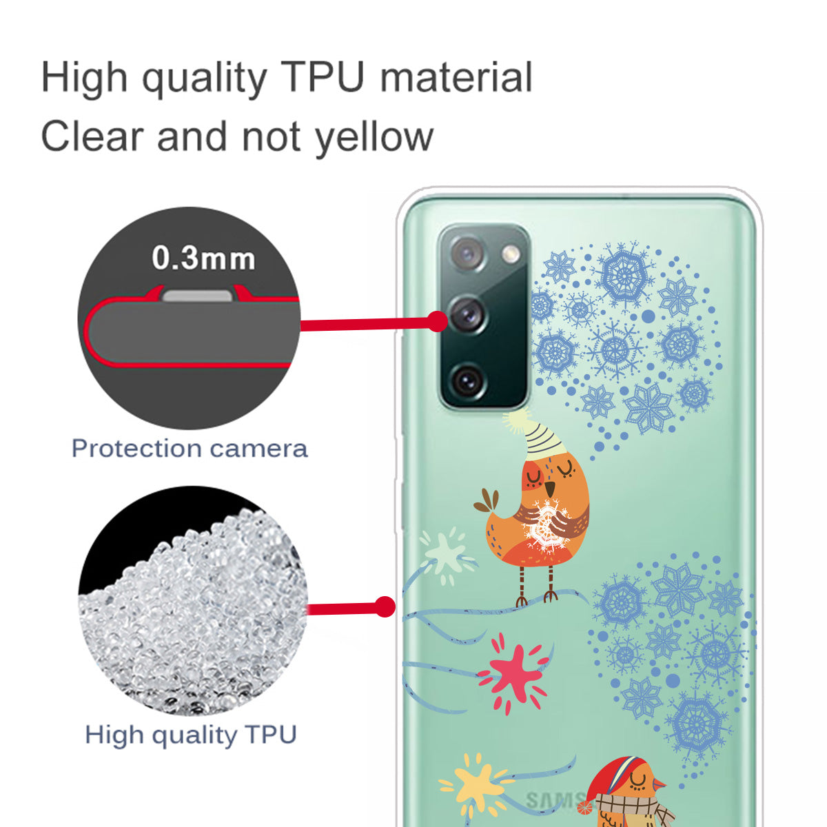 Christmas Theme Pattern Printing TPU Case for Samsung Galaxy S20 FE/S20 Fan Edition/S20 FE 5G/S20 Fan Edition 5G - Singing Birds