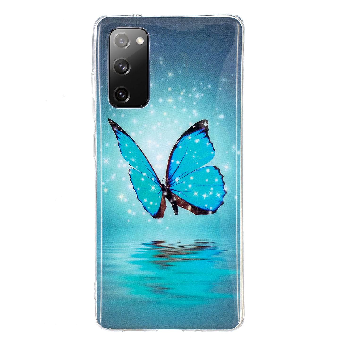 Noctilucent IMD TPU Phone Back Shell for Samsung Galaxy S20 FE 4G/5G/2022/S20 Lite - Blue Butterfly