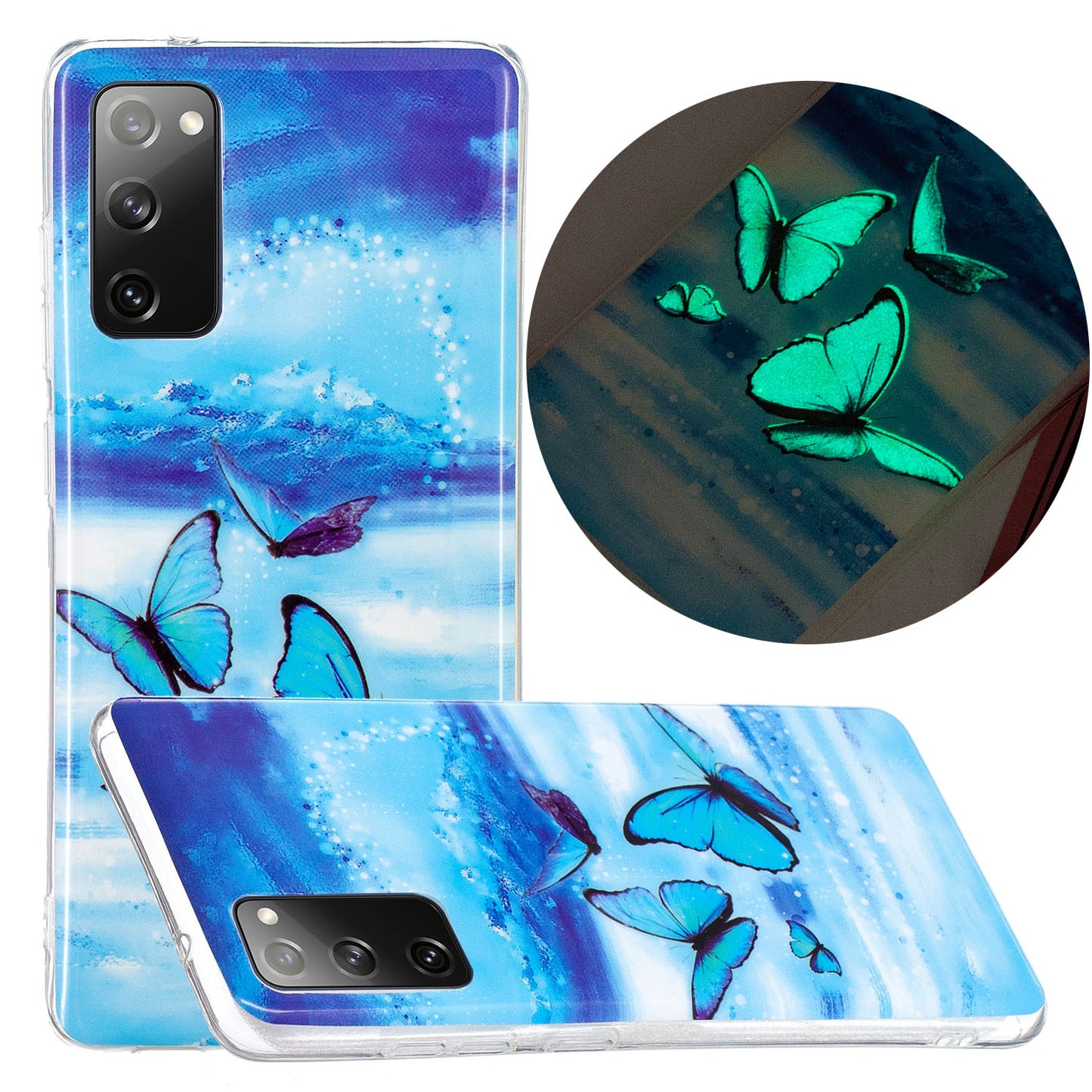 Noctilucent IMD TPU Phone Back Shell for Samsung Galaxy S20 FE 4G/5G/2022/S20 Lite - Butterfly