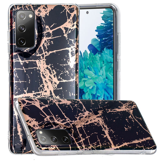Marble Pattern Electroplating IMD TPU Phone Case for Samsung Galaxy S20 FE 4G/5G/2022/S20 Lite - Black