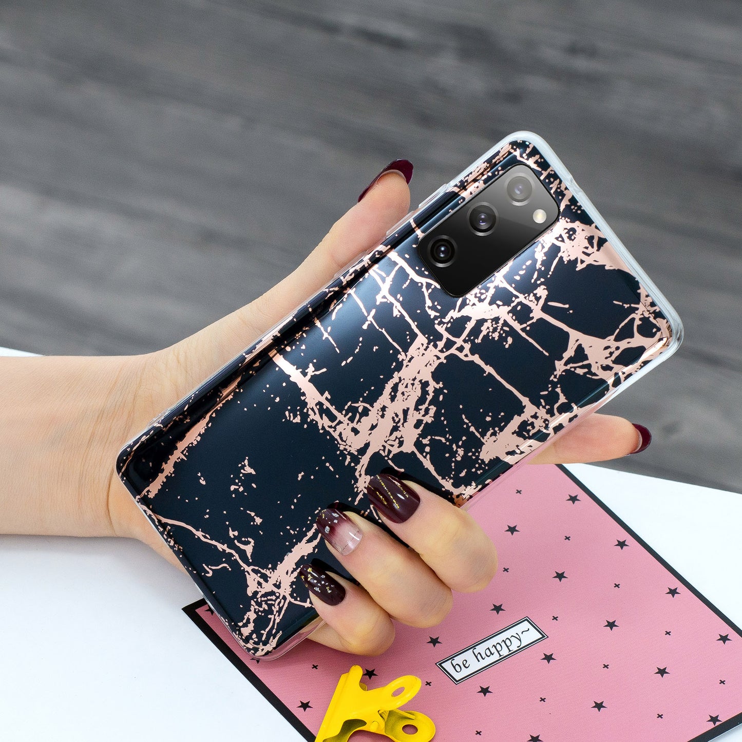 Marble Pattern Electroplating IMD TPU Phone Case for Samsung Galaxy S20 FE 4G/5G/2022/S20 Lite - Black