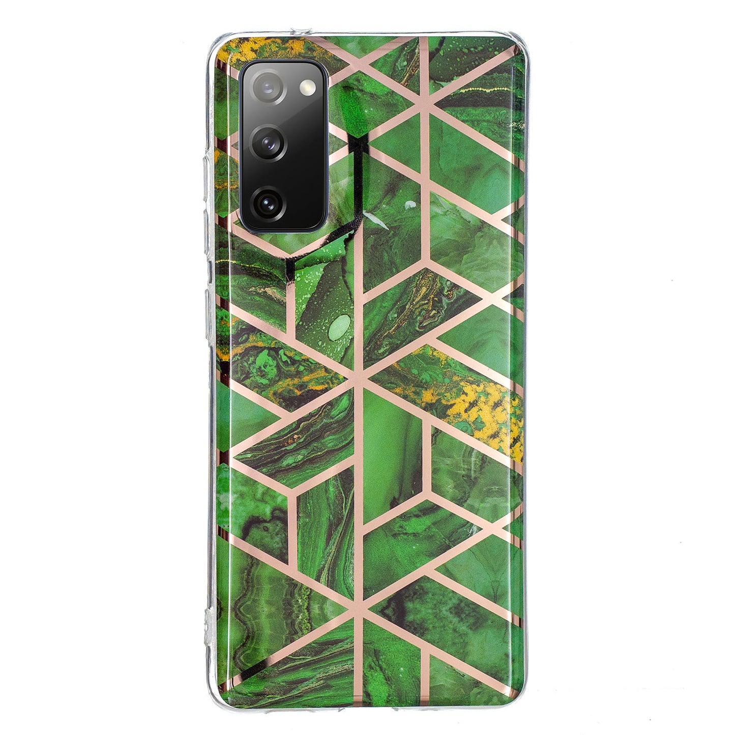 Marble Pattern Electroplating IMD TPU Phone Case for Samsung Galaxy S20 FE 4G/5G/2022/S20 Lite - Dark Green