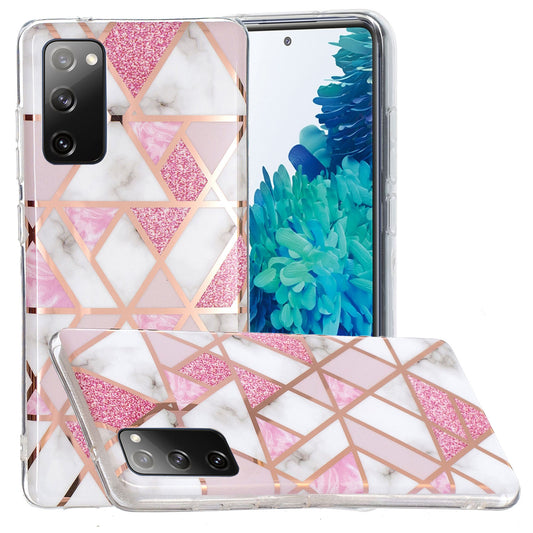Marble Pattern Electroplating IMD TPU Phone Case for Samsung Galaxy S20 FE 4G/5G/2022/S20 Lite - Pink