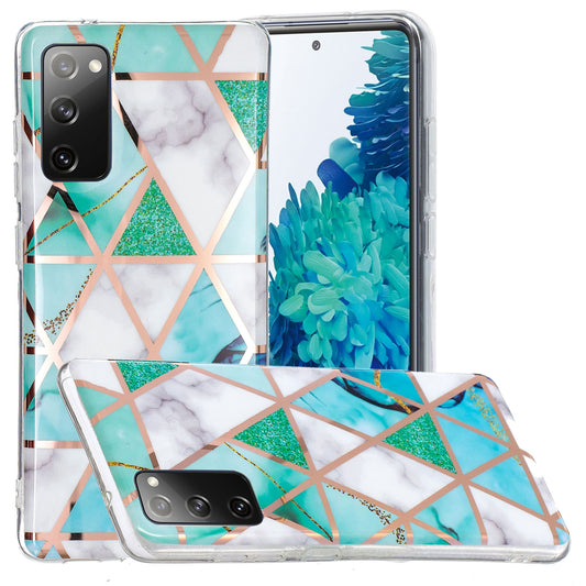 Marble Pattern Electroplating IMD TPU Phone Case for Samsung Galaxy S20 FE 4G/5G/2022/S20 Lite - Cyan