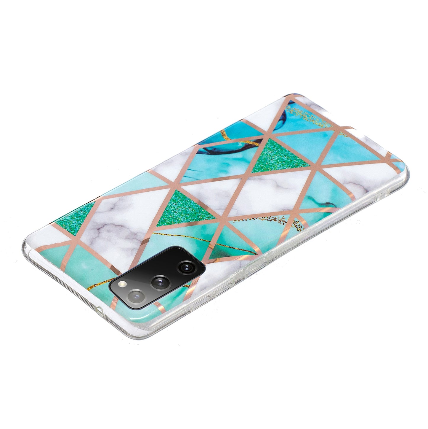Marble Pattern Electroplating IMD TPU Phone Case for Samsung Galaxy S20 FE 4G/5G/2022/S20 Lite - Cyan