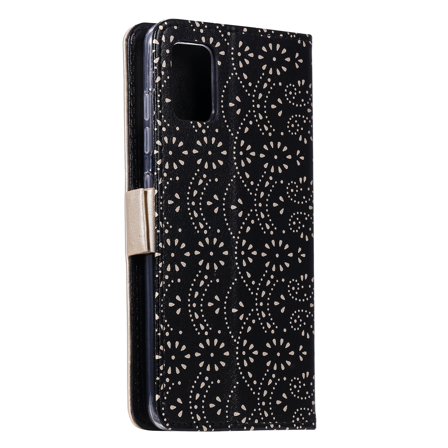 Lace Flower Skin Zipper Leather Cover for Samsung Galaxy S20 FE 4G/5G/2022/S20 Lite - Black
