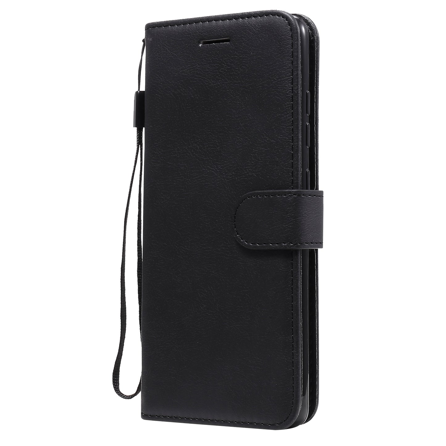 KT Leather Series-2 PU Leather Wallet Stand Case with Lanyard for Samsung Galaxy S20 FE 4G/5G/2022/S20 Lite - Black