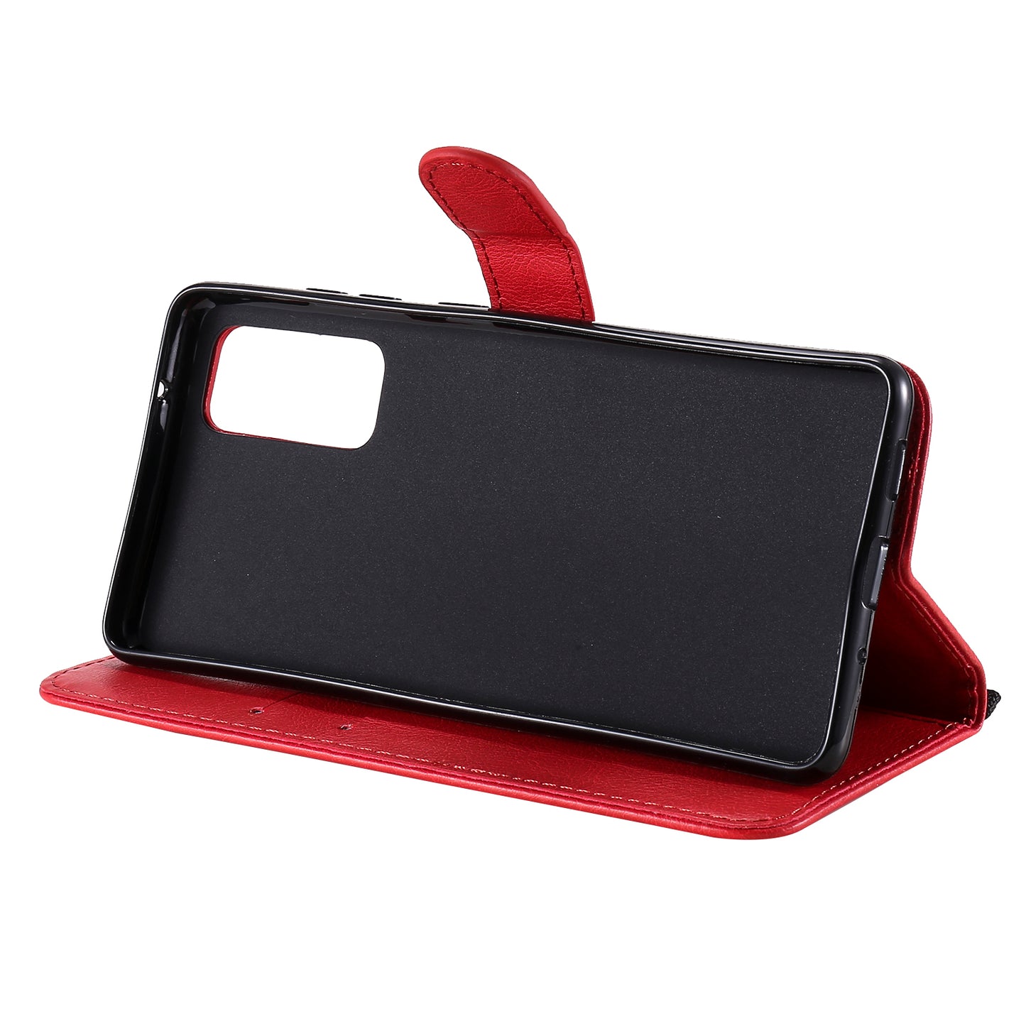 KT Leather Series-2 PU Leather Wallet Stand Case with Lanyard for Samsung Galaxy S20 FE 4G/5G/2022/S20 Lite - Red