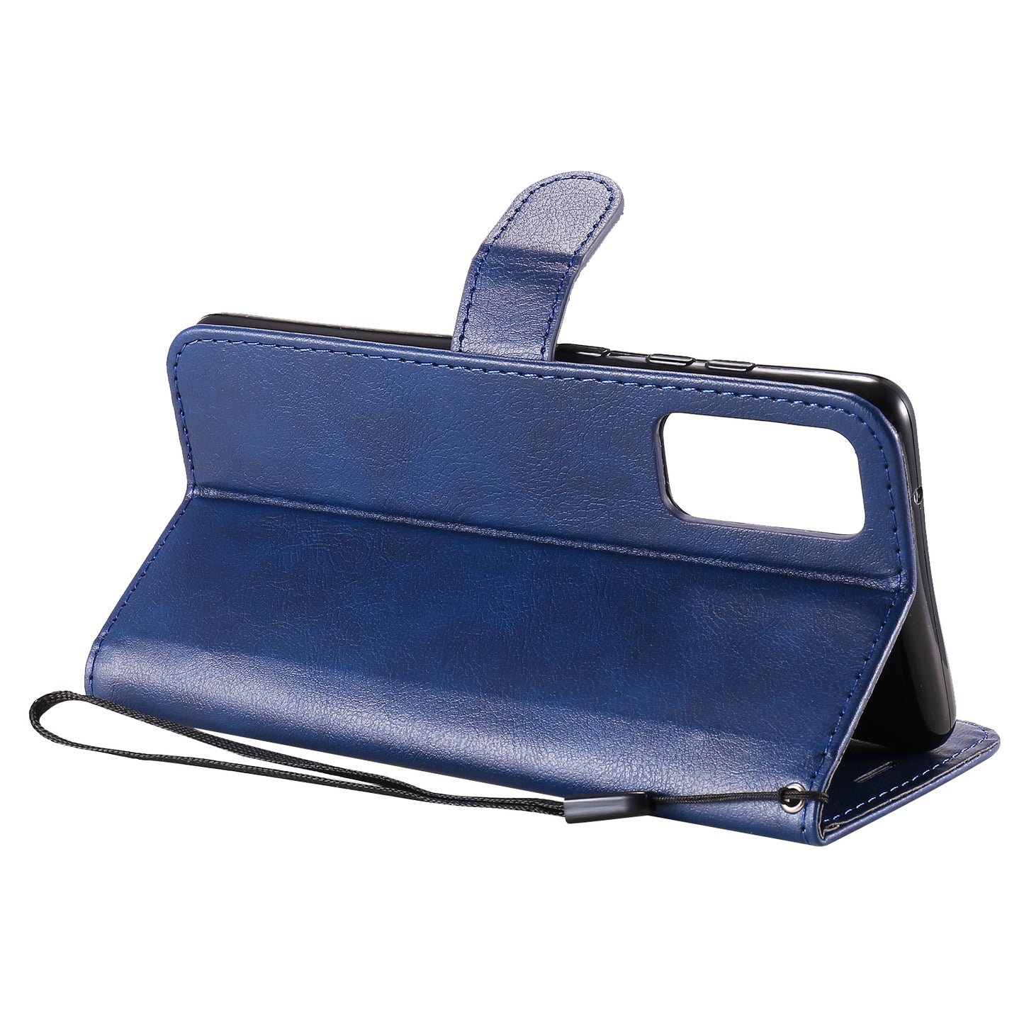 KT Leather Series-2 PU Leather Wallet Stand Case with Lanyard for Samsung Galaxy S20 FE 4G/5G/2022/S20 Lite - Blue