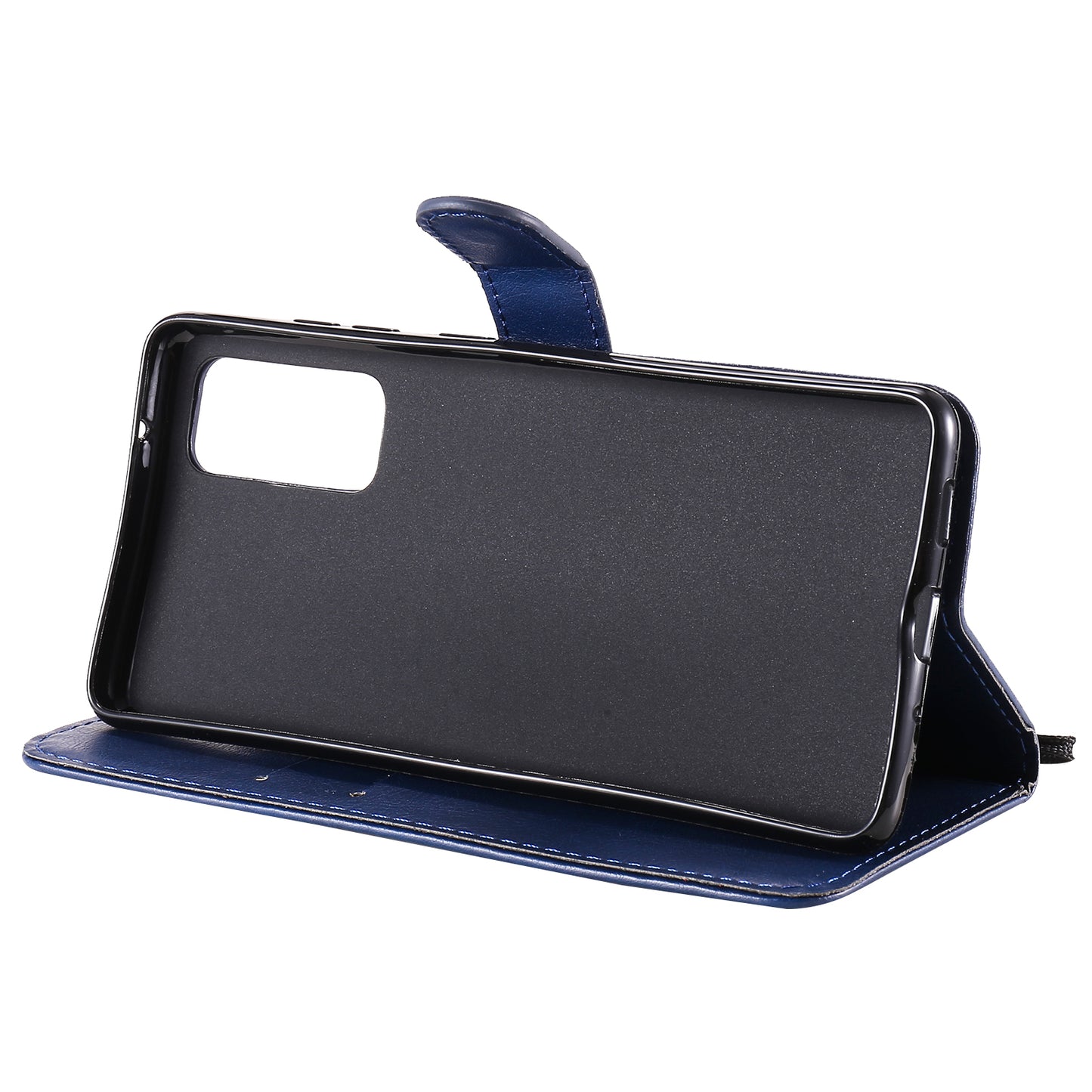 KT Leather Series-2 PU Leather Wallet Stand Case with Lanyard for Samsung Galaxy S20 FE 4G/5G/2022/S20 Lite - Blue