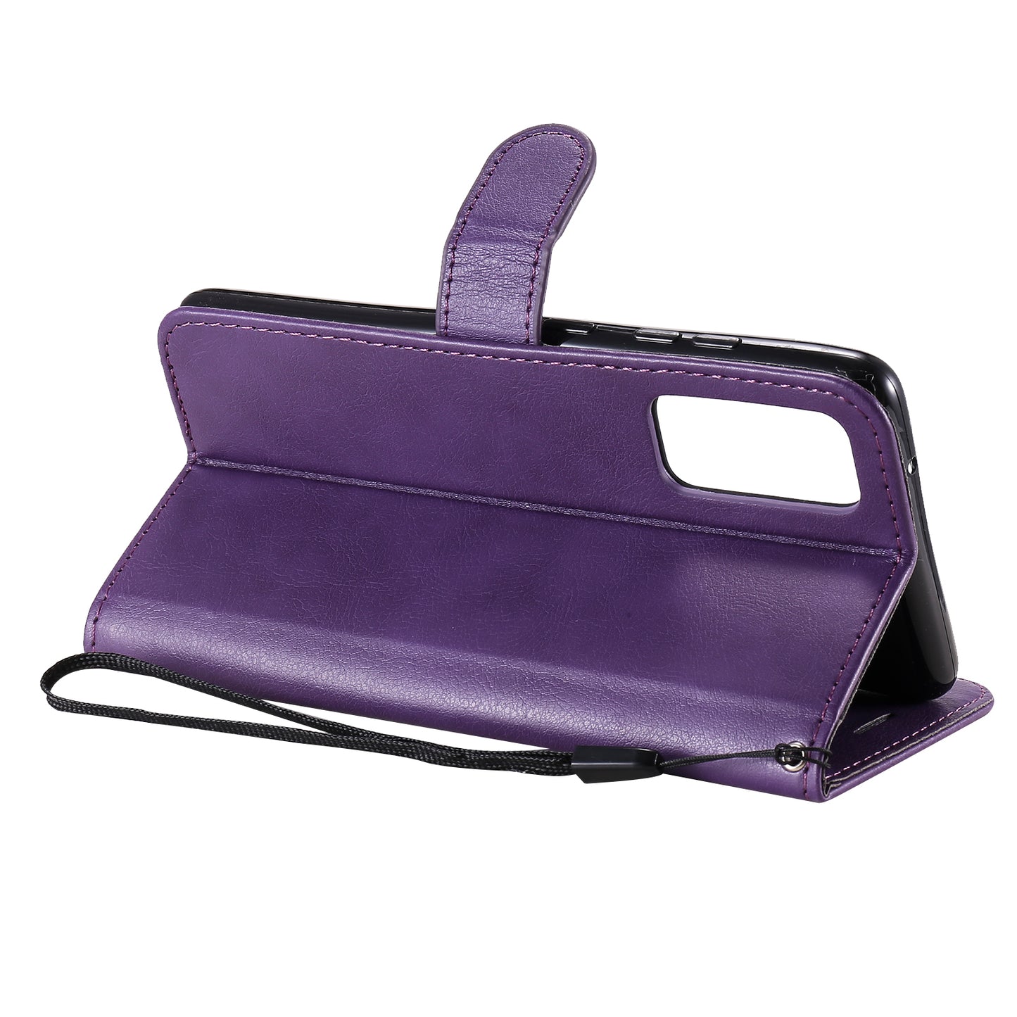 KT Leather Series-2 PU Leather Wallet Stand Case with Lanyard for Samsung Galaxy S20 FE 4G/5G/2022/S20 Lite - Purple
