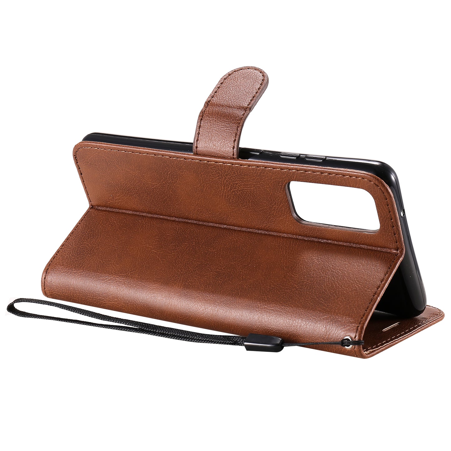 KT Leather Series-2 PU Leather Wallet Stand Case with Lanyard for Samsung Galaxy S20 FE 4G/5G/2022/S20 Lite - Brown