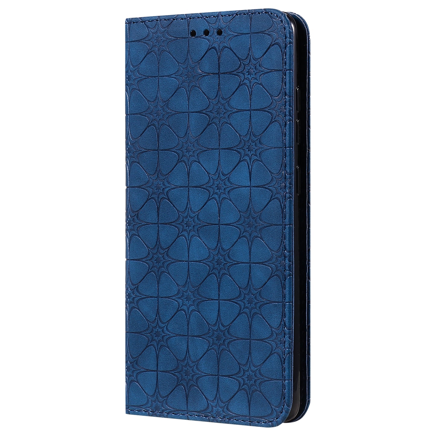Imprint Lucky Flower Auto-absorbed Flip Leather Cover for Samsung Galaxy S20 FE 4G/5G/2022/S20 Lite - Blue