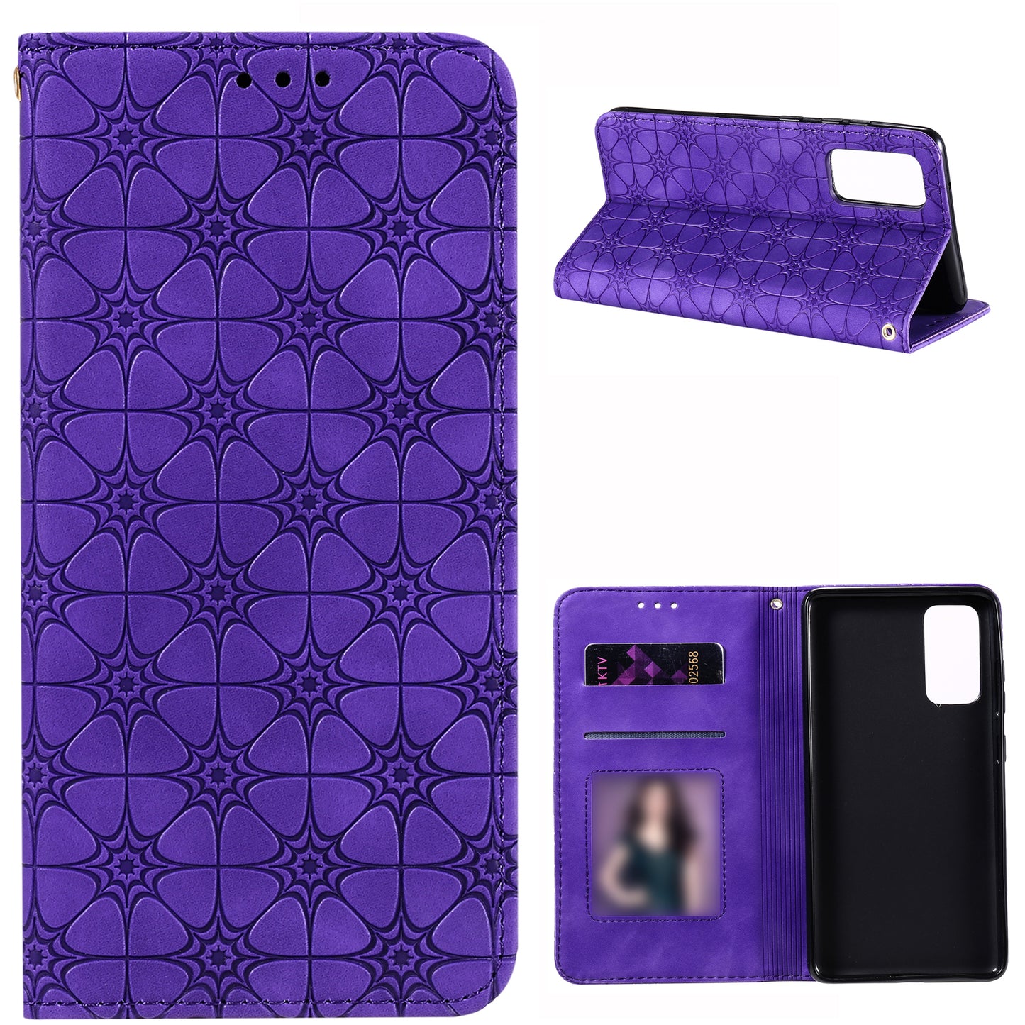 Imprint Lucky Flower Auto-absorbed Flip Leather Cover for Samsung Galaxy S20 FE 4G/5G/2022/S20 Lite - Purple
