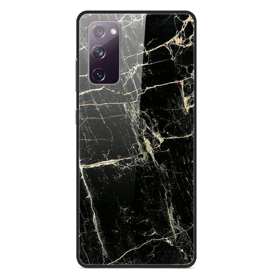 Fancy Style Printing Glass + PC + TPU Shell for Samsung Galaxy S20 FE 4G/5G/2022/S20 Lite Case - Black Marble Grain