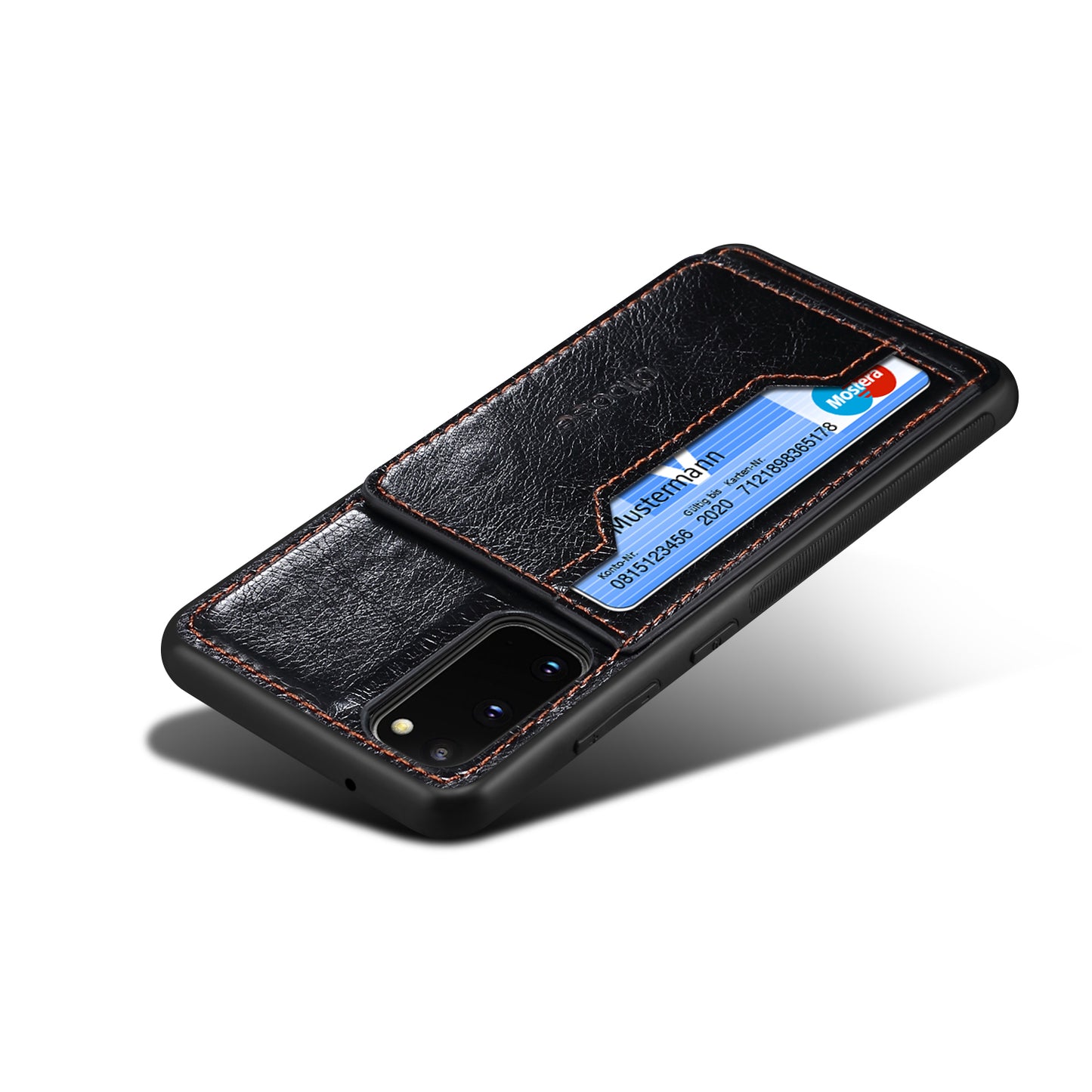 Leather Coated Hybrid Phone Protective Shell with Kickstand for Samsung Galaxy S20 FE/S20 Fan Edition/S20 FE 5G/S20 Fan Edition 5G/S20 Lite - Black