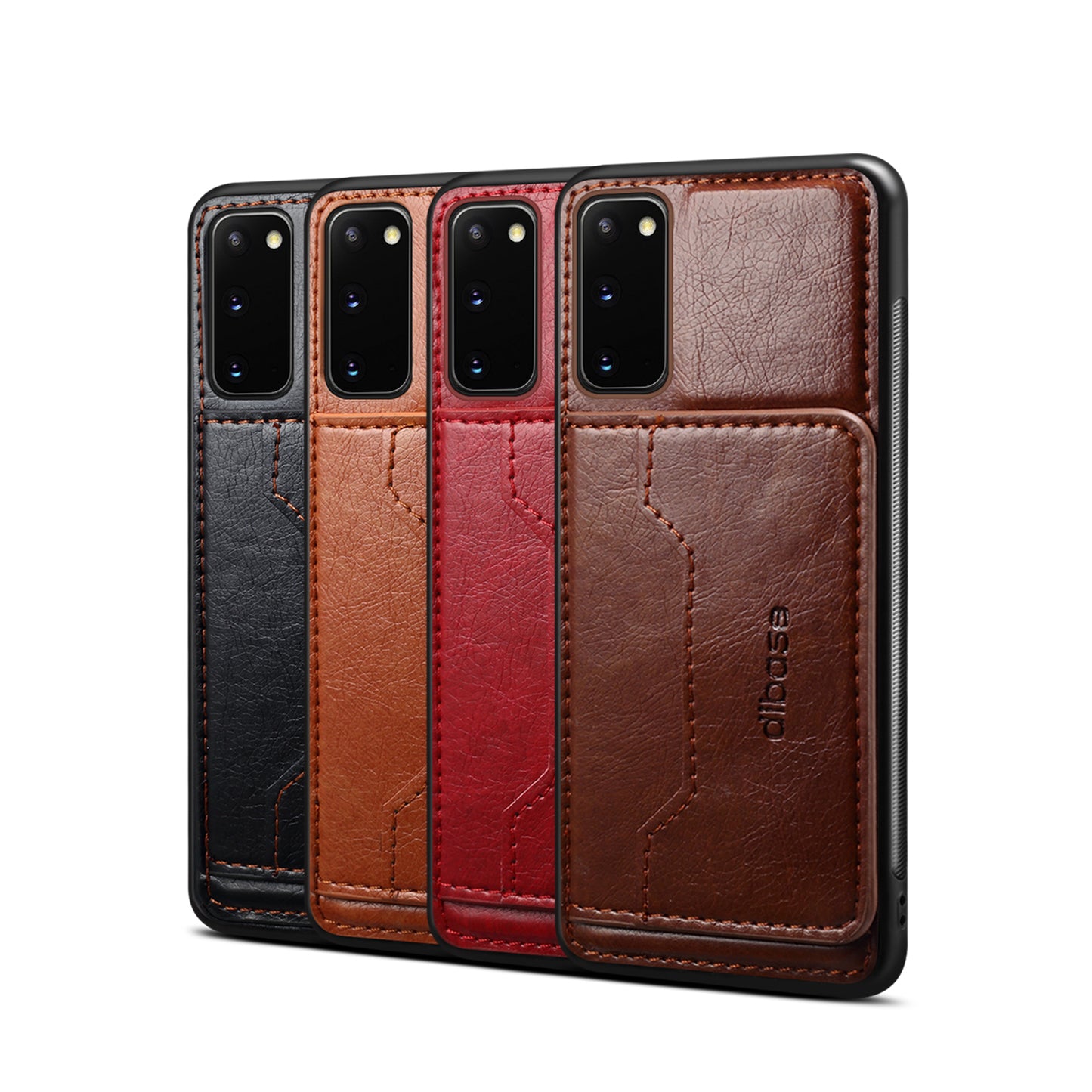 Leather Coated Hybrid Phone Protective Shell with Kickstand for Samsung Galaxy S20 FE/S20 Fan Edition/S20 FE 5G/S20 Fan Edition 5G/S20 Lite - Black