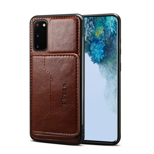 Leather Coated Hybrid Phone Protective Shell with Kickstand for Samsung Galaxy S20 FE/S20 Fan Edition/S20 FE 5G/S20 Fan Edition 5G/S20 Lite - Brown