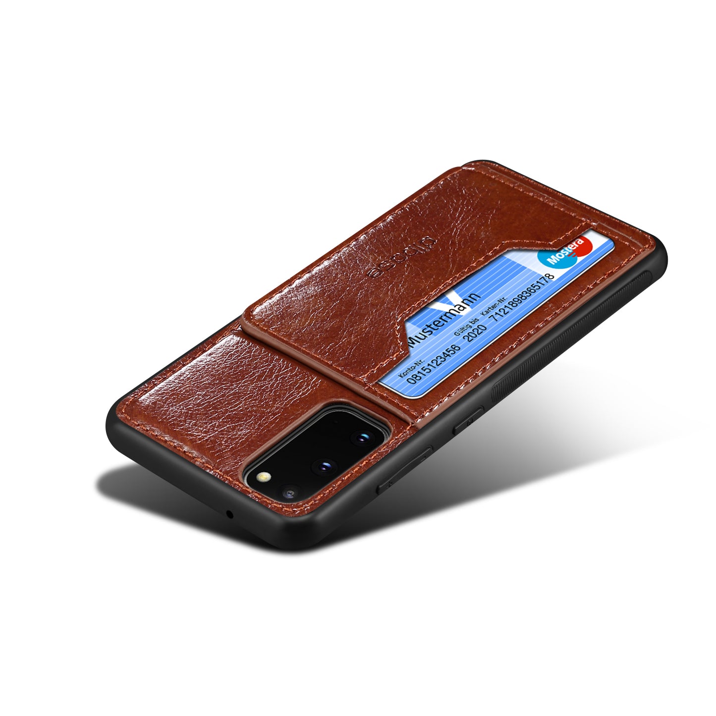 Leather Coated Hybrid Phone Protective Shell with Kickstand for Samsung Galaxy S20 FE/S20 Fan Edition/S20 FE 5G/S20 Fan Edition 5G/S20 Lite - Brown