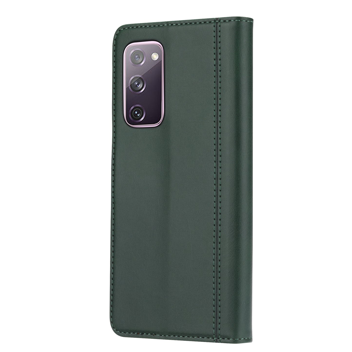 Leather Wallet Stand Phone Shell with Supporting Stand for Samsung Galaxy S20 FE 4G/5G/2022/S20 Lite - Green